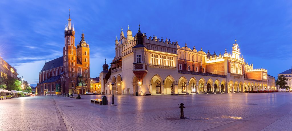 Krakow. The building of cloth rows in the central square.